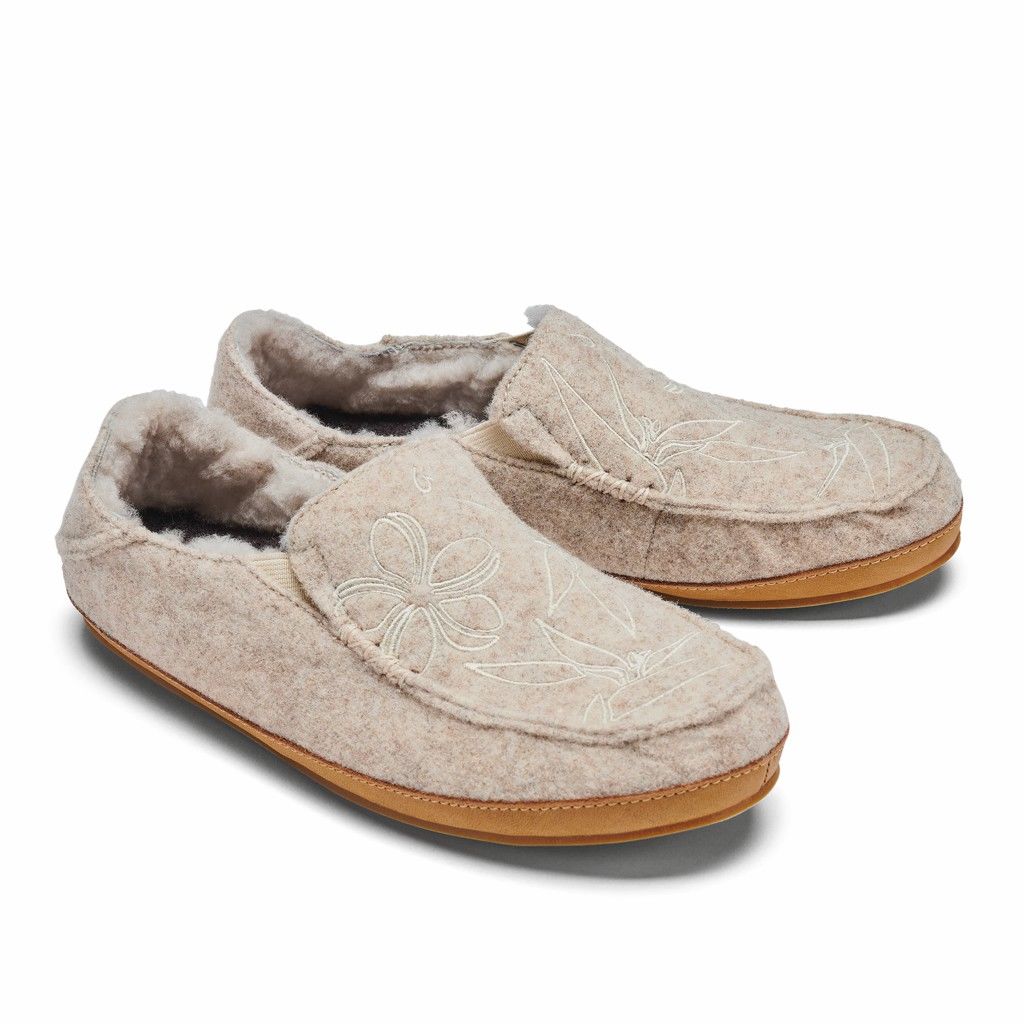 Zapatos Olukai Nohea Kilohana - Pantuflas Mujer Beige 20867-093